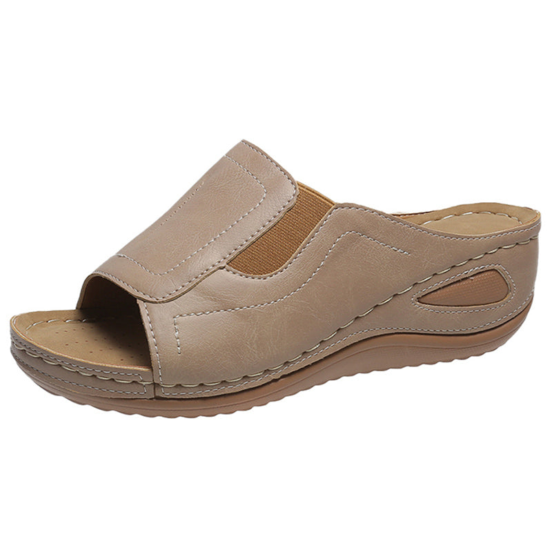 Flora- Sandales à talon compensée en cuir pour femmes