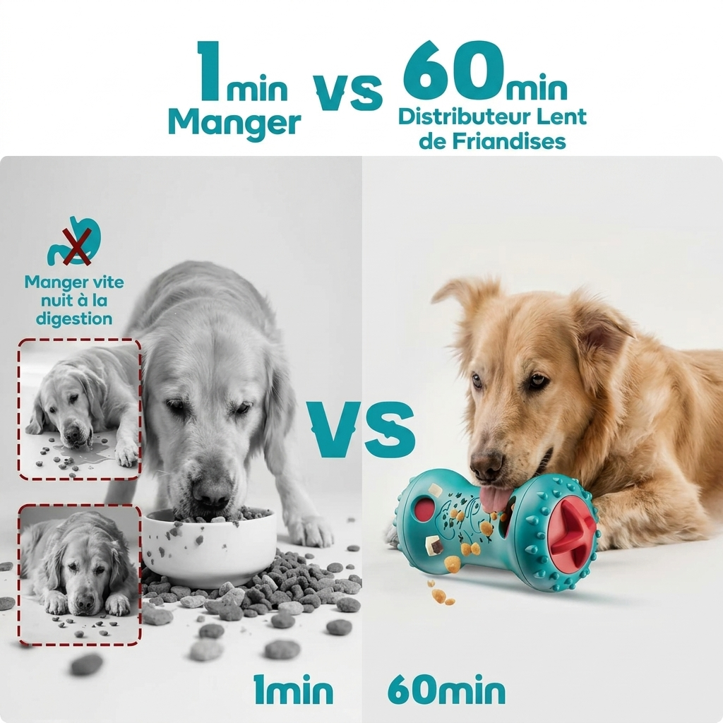 L'Os Intelligent™ Le Jouet Distributeur Interactif Anti-Stress pour Chien
