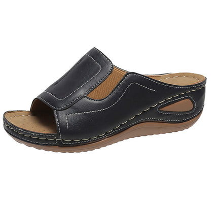 Flora- Sandales à talon compensée en cuir pour femmes