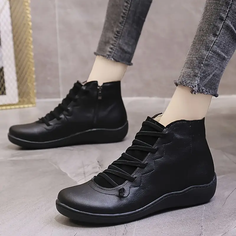 RIMA-Bottines vintage en cuir confortables pour femmes