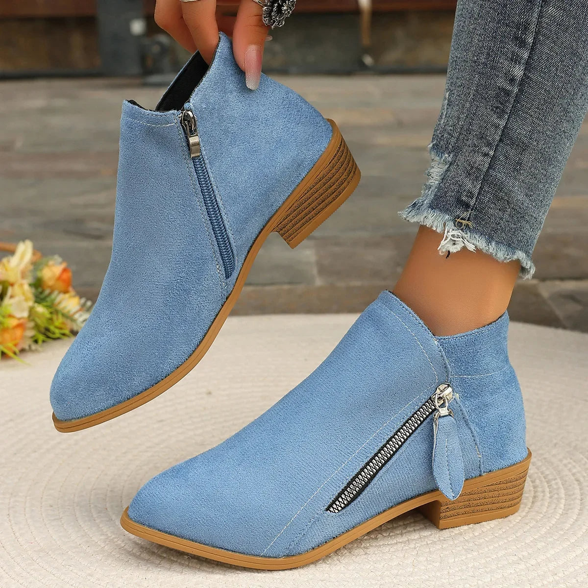April- bottines en daim confortables et chaudes pour femmes