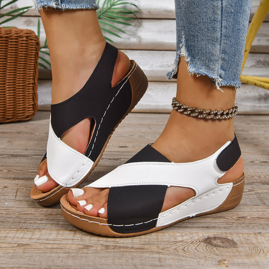 CuirSoft™ – Sandales Compensées en cuir Confortables et Orthopédiques