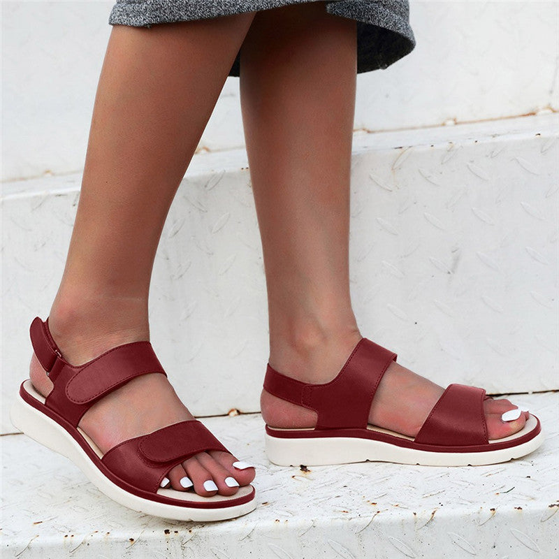 ALBA- Sandales en cuir respirantes et compensées pour femmes