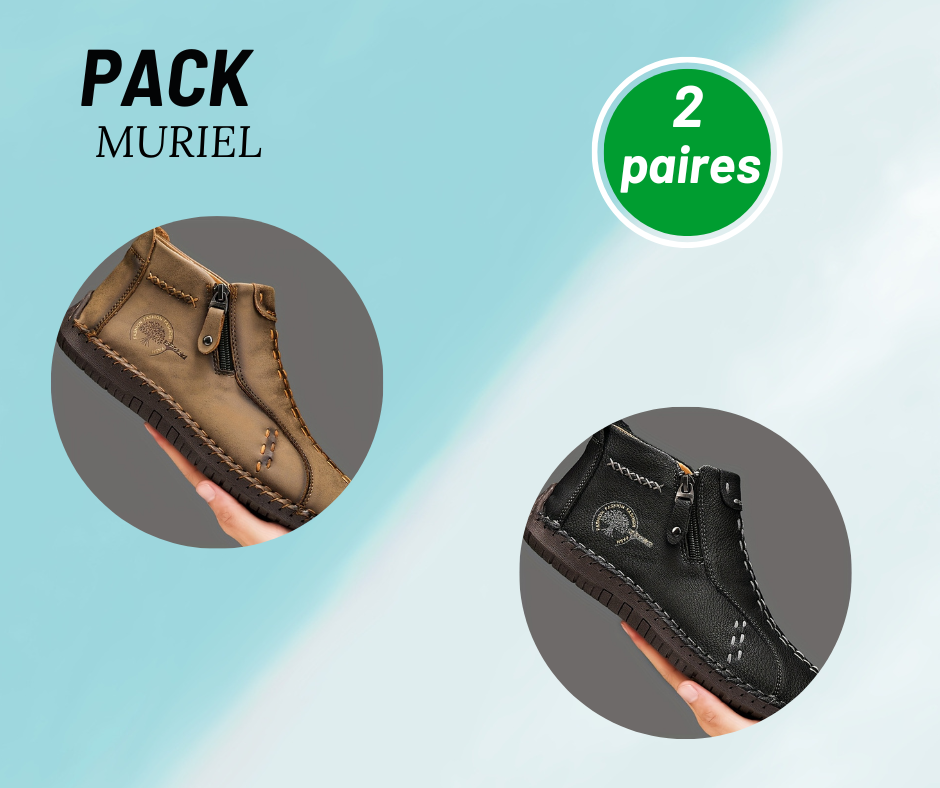 Muriel- Bottines en cuir confortables et antidérapantes pour femmes