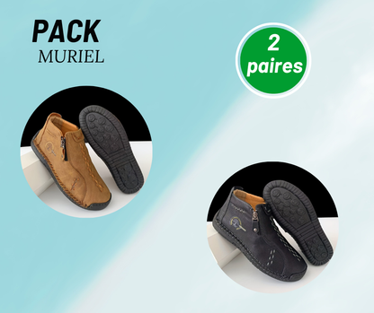 Muriel- Bottines en cuir confortables et antidérapantes pour femmes