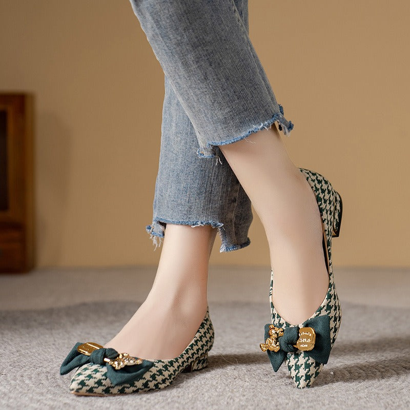 Judith- Escarpins à talons bas et bout pointu pour femmes
