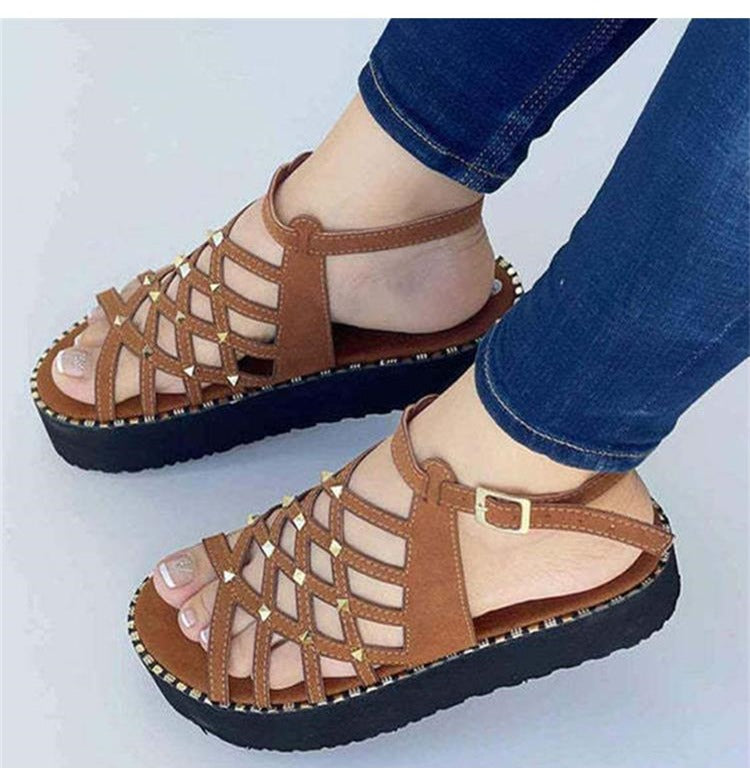 Hélène- Sandales décontrctées à talons plats