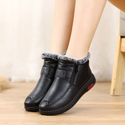 Liliane- Bottes en cuir coton imperméables et antidérapantes